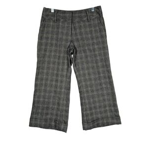 Y2K Mandee Gray Plaid Cropped‎ Wide Leg Pants Size 3 Low Rise 2000s Trousers